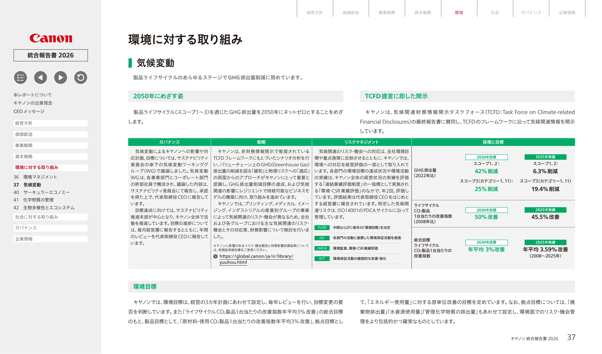 キヤノン統合報告書 2026