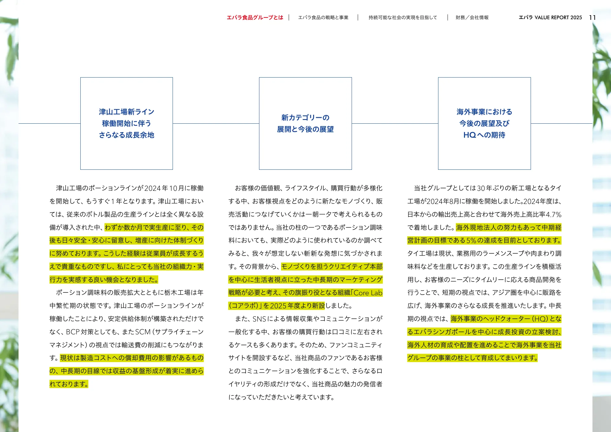 VALUE REPORT 2025｜エバラ食品工業株式会社