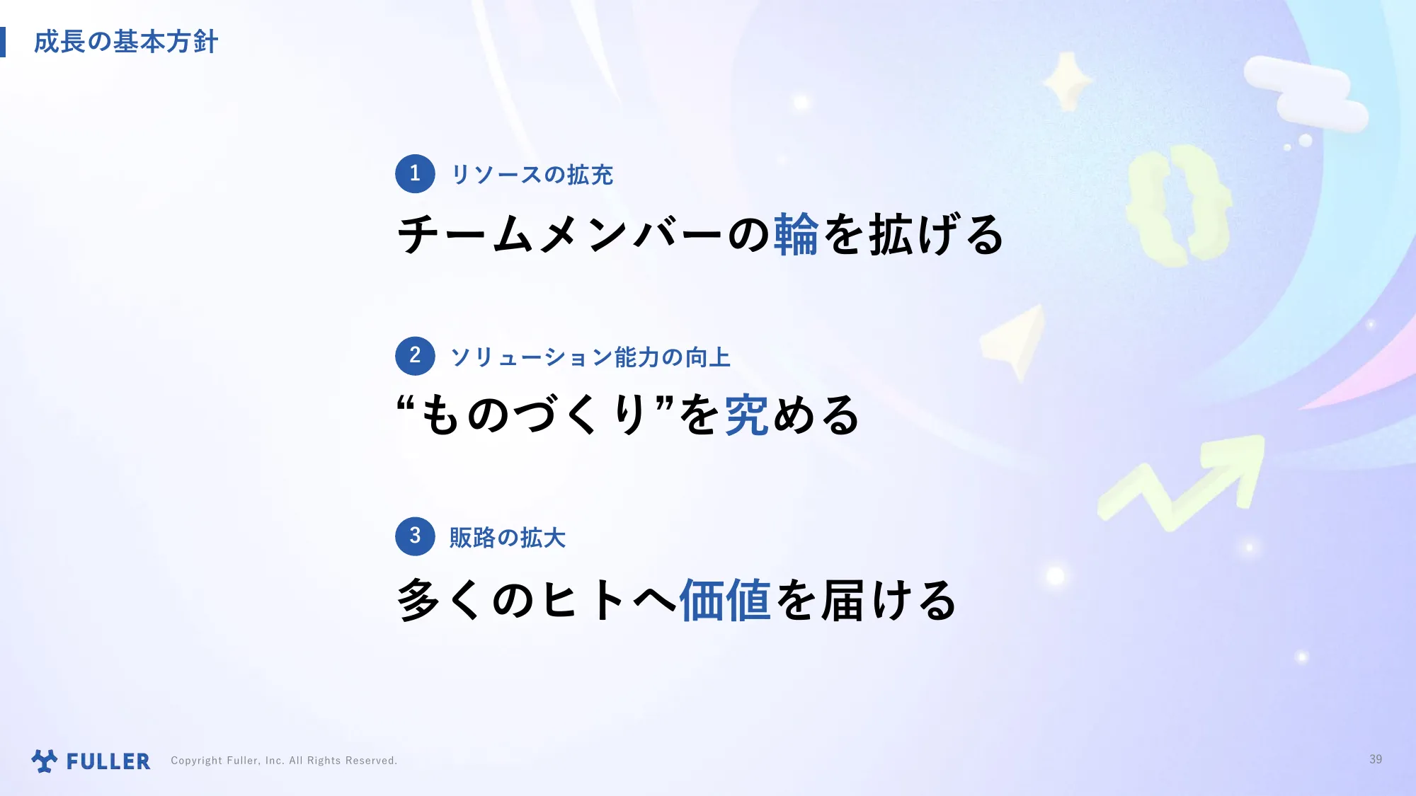 Explanatory Materials Regarding Business Plans and Growth Potential | Fuller Co., Ltd.