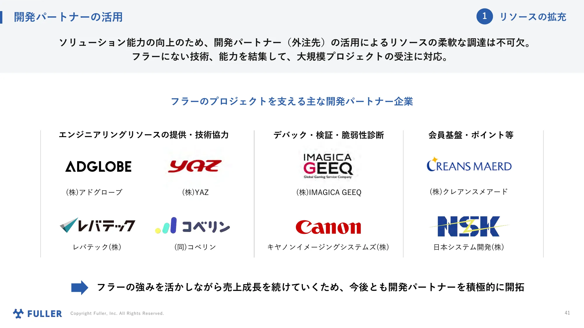 Explanatory Materials Regarding Business Plans and Growth Potential | Fuller Co., Ltd.