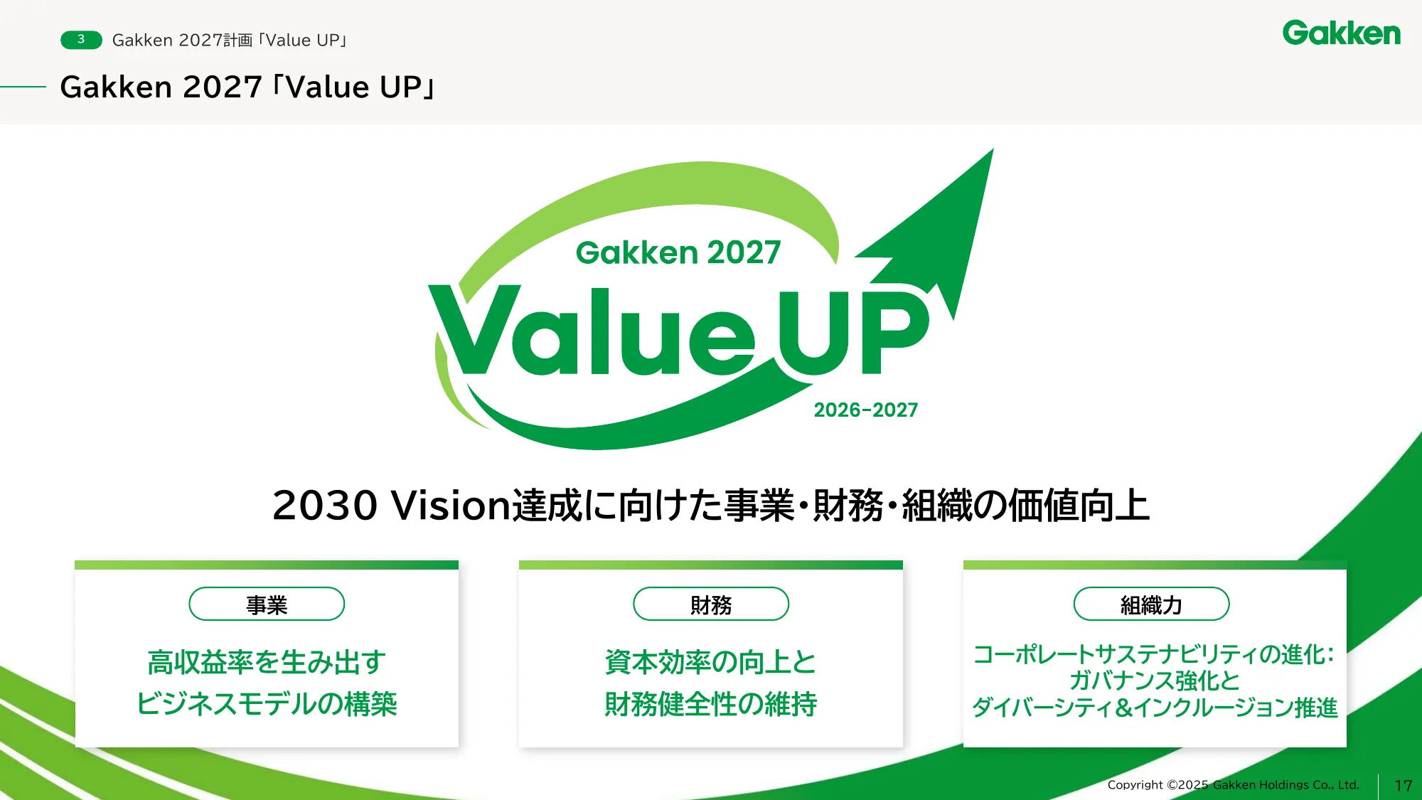 学研ホールディングス中期経営計画 - Gakken 2027 「Value UP」