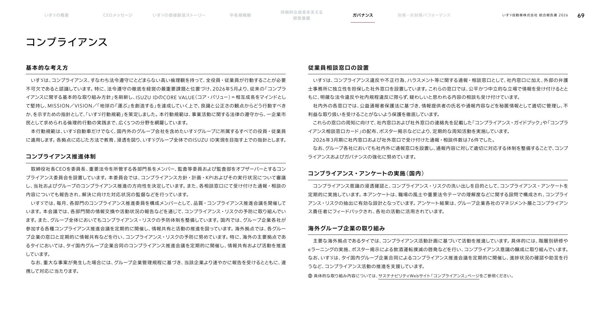 いすゞ自動車株式会社 統合報告書 2026