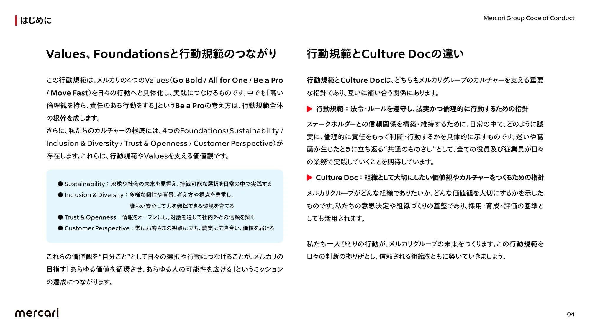 メルカリグループ行動規範