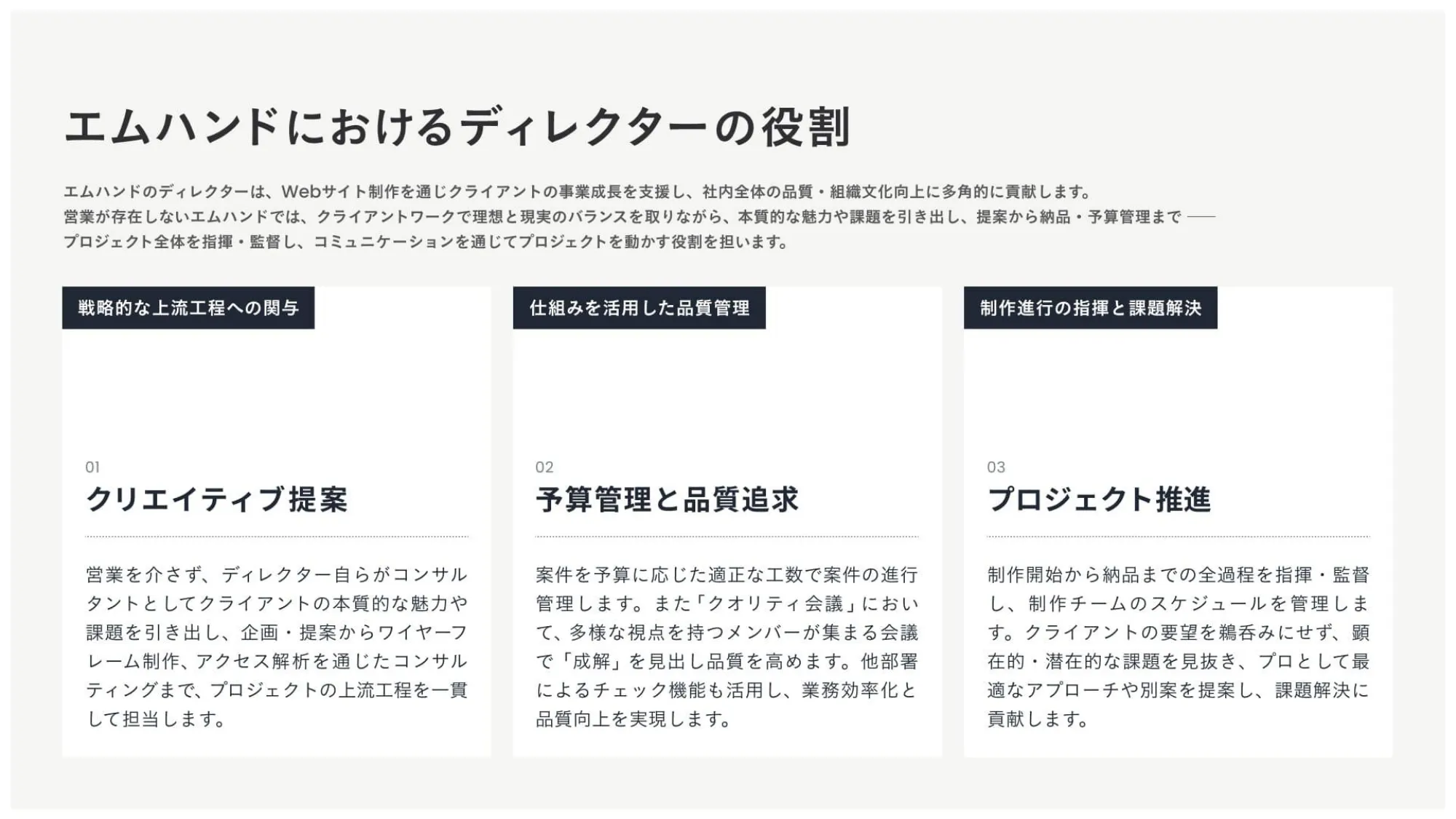 Creative Director Job Introduction Material | M-Hand Co., Ltd.