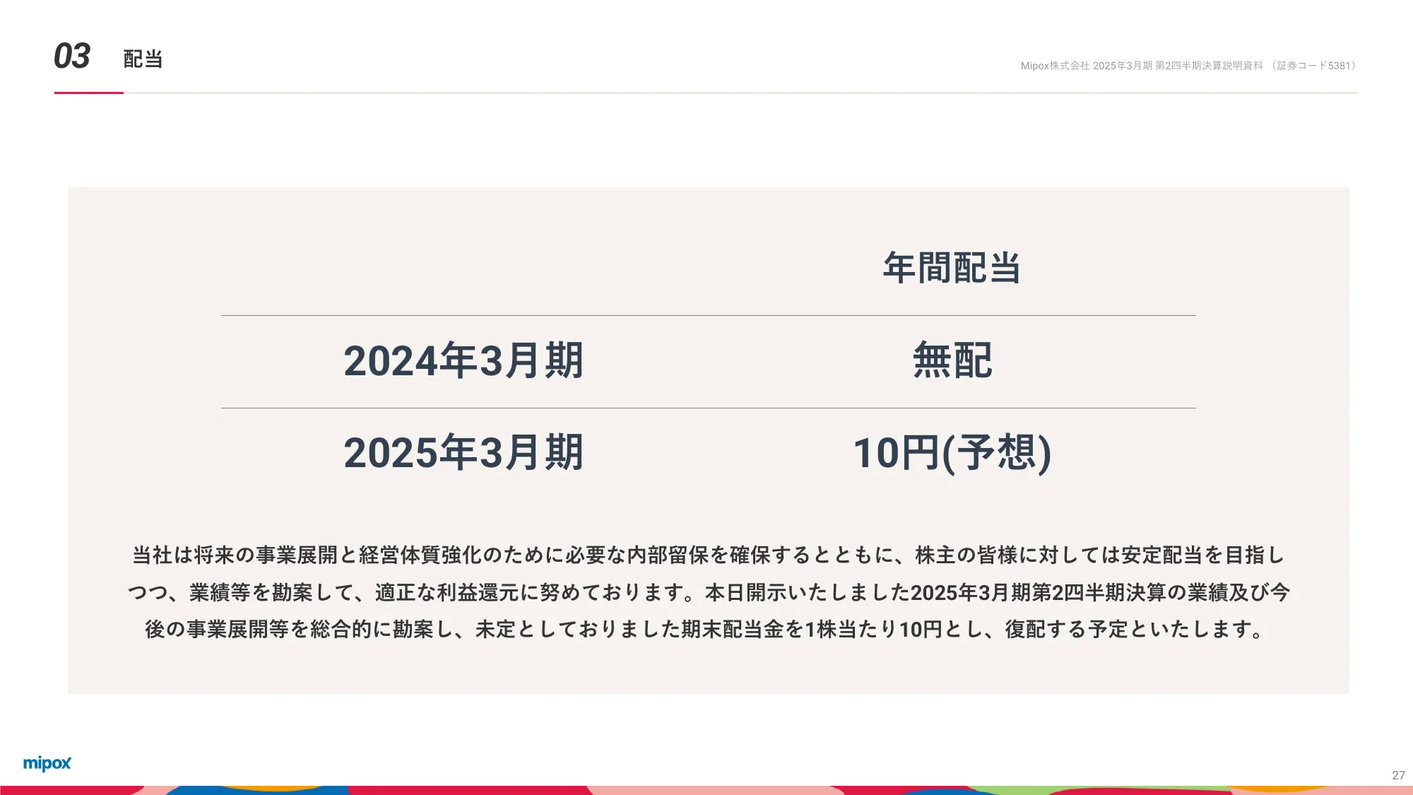 2025年3月期第2四半期 決算説明資料｜Mipox株式会社