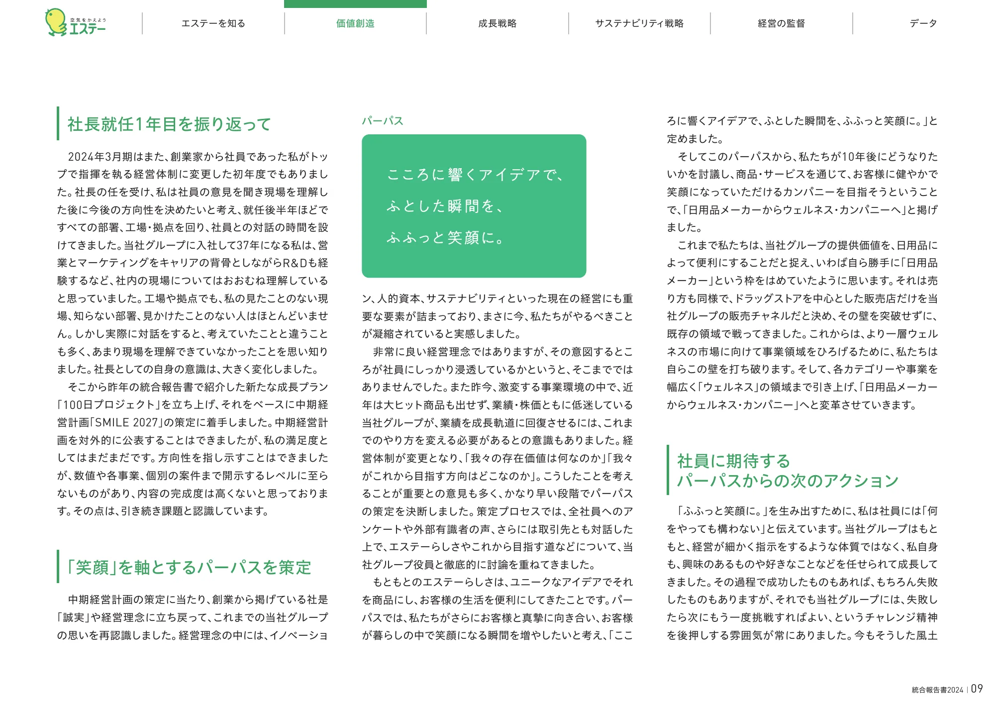 統合報告書2024|エステー株式会社