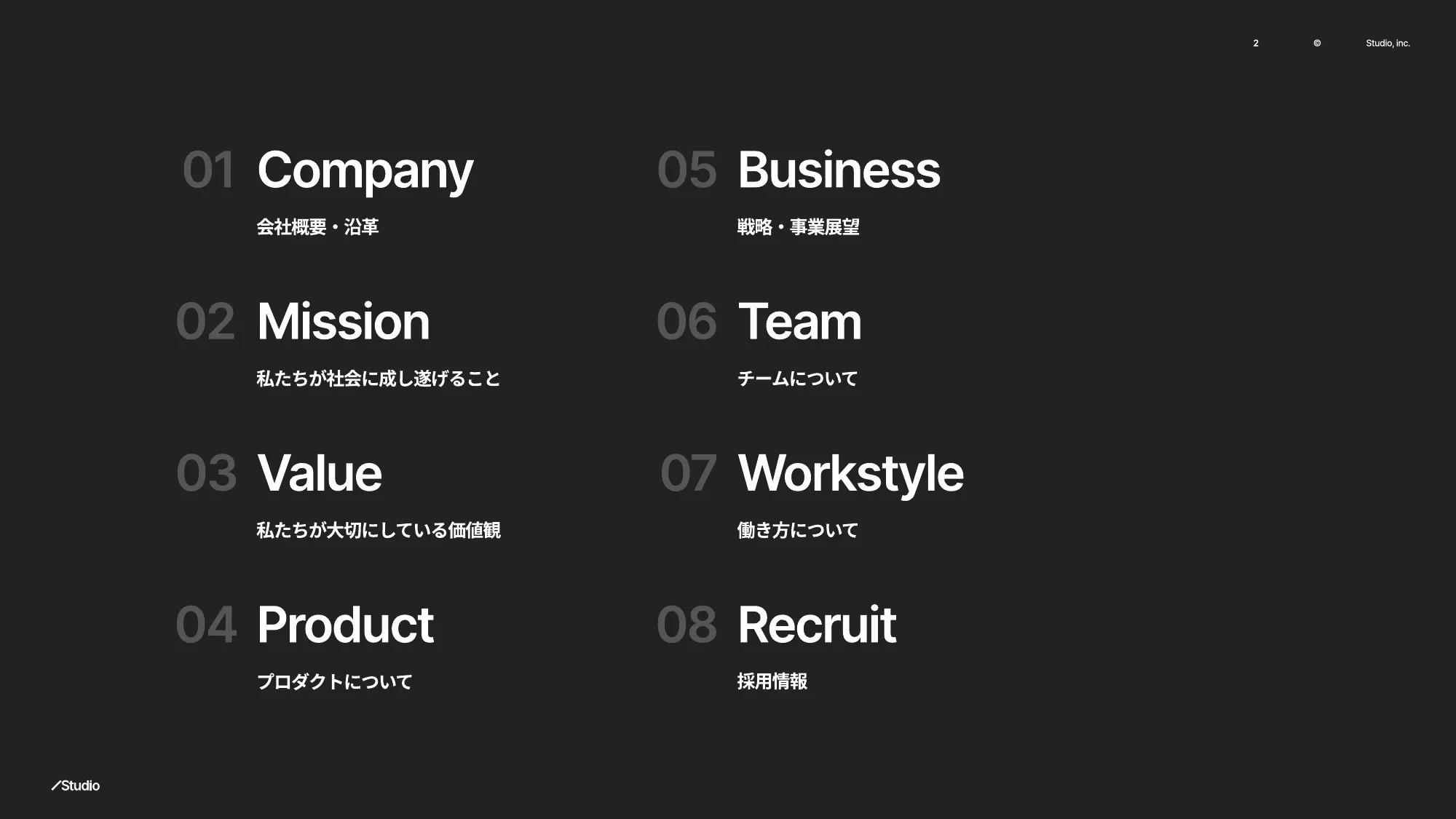 Studio Inc. Company Deck