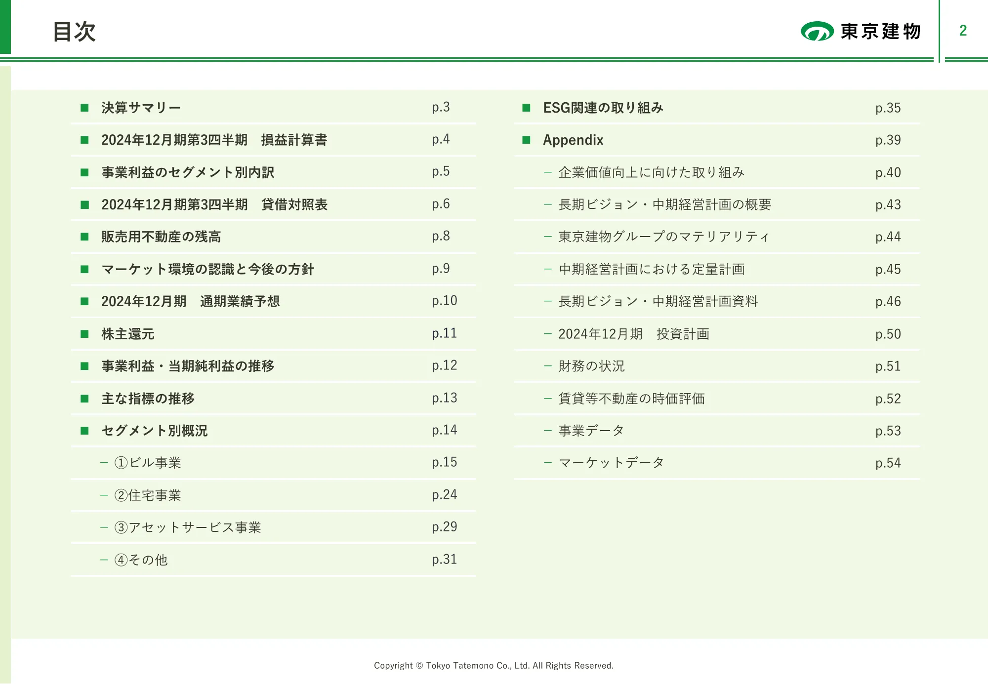 2024年12月期第3四半期 決算説明資料｜東京建物株式会社