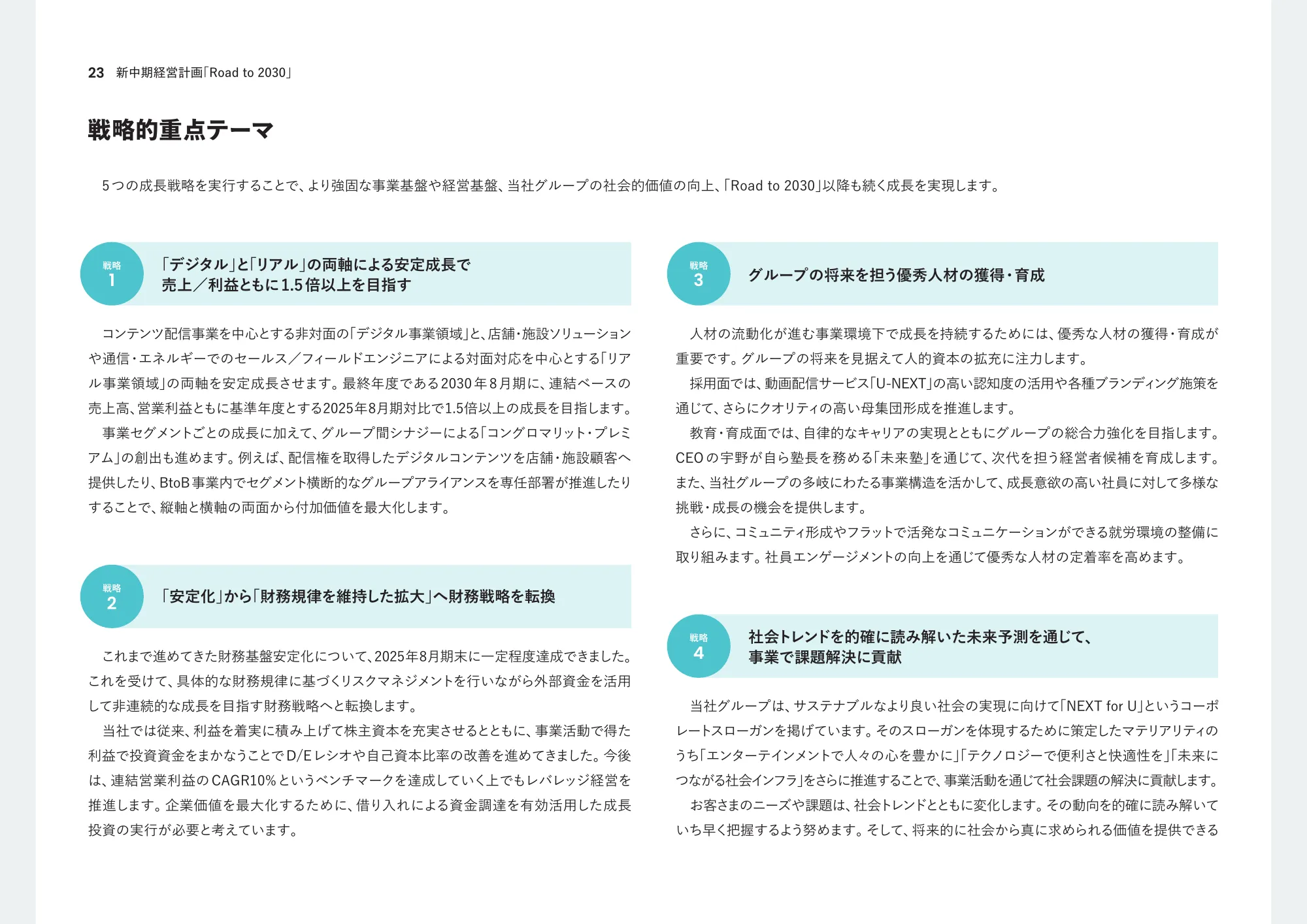 통합 보고서 2025 | U-NEXT HOLDINGS Co., Ltd.